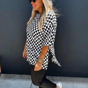 Soft checkered oversized top